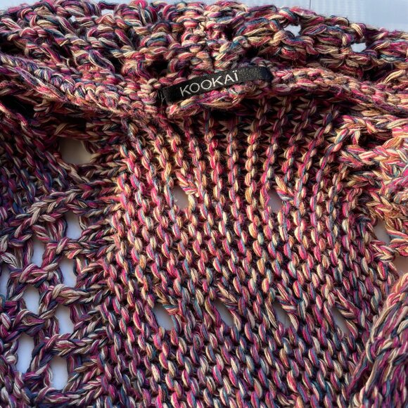 Kookai Grandmacore Open Knit Multicolor Cardigan Sweater Kimono Size 1 Boho Chic - Picture 4 of 13